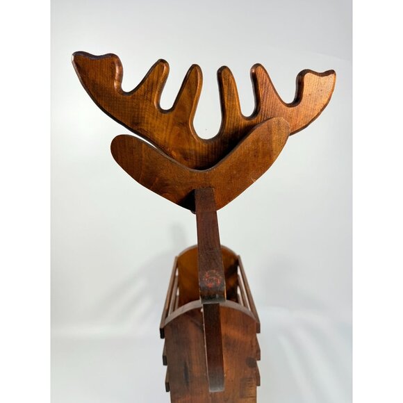 Reindeer Basket Vintage Handmade Wooden Rudolph Holiday Pinecone Ornaments or Pl - Picture 5 of 16